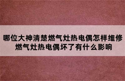 哪位大神清楚燃气灶热电偶怎样维修 燃气灶热电偶坏了有什么影响